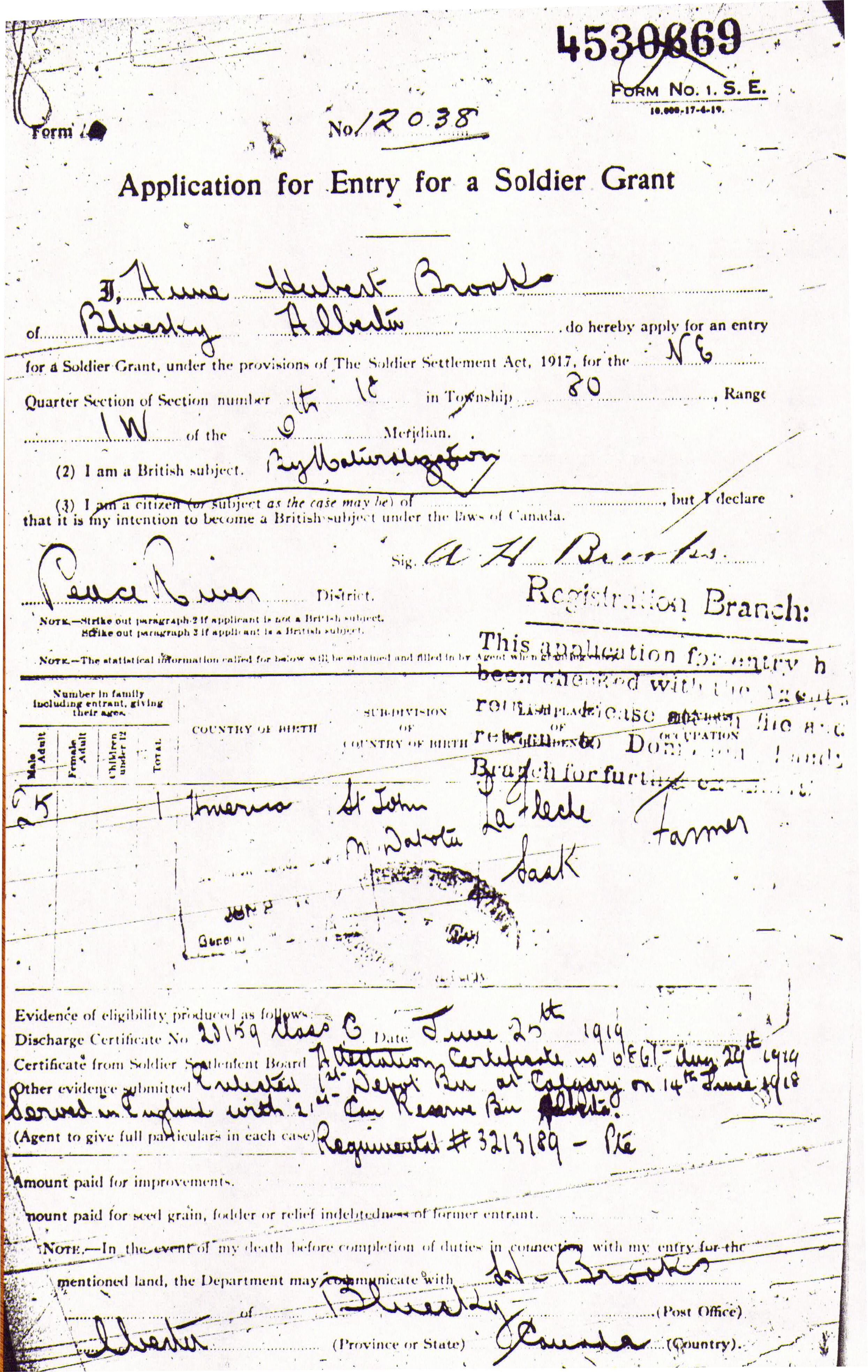 Provincial Archives of Alberta File 3924120 - Aime Brooks -Form A